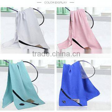 Wholesale Custom Logo Microfiber Organic Gym Sport Towel With Zip Pocket photo-2