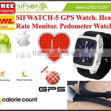 SIFWATCH-5 2015 Style Watch Heart Rate Monitor, GSM Pedometer Watch With G-sensor, Built in GPS