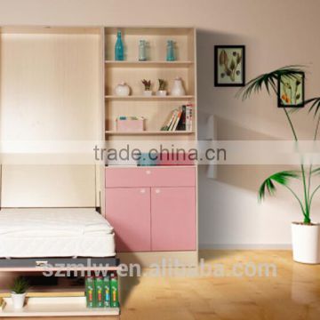 modern style space saving vertical type folding murphy bed mechanism with two book desk hardware