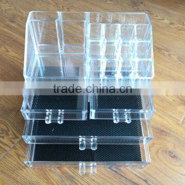 Wholesale Household 2pcs Clear Cosmetic Acrylic Makeup Organizer With 8 Grids 16 Darwers for Store Jewelry Cosmetic