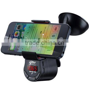 Car Kit Wireless FM Transmitter With Car Mount Phone Holder Support Speaker Handsfree Calling For Phone photo-2