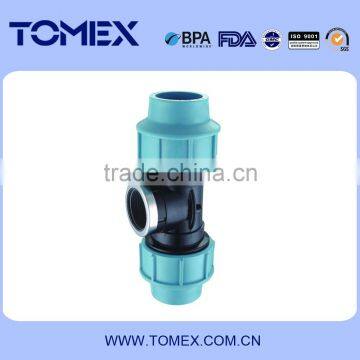 2016 Female Tee PP Compression Fittings For Irrigation at Factory Price