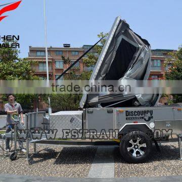 Off-road hard floor camper trailer forward folding