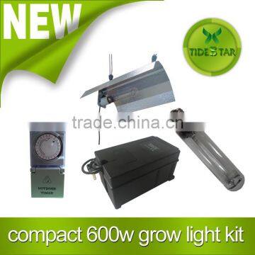 Hydroponic Bud Room Grow Tent Light Kit HPS Sodium Dual Spectrum Lamp Bulb Reflector Steel Compact Ballast 600W