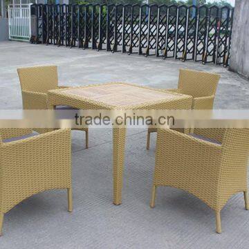 PE Rattan Furniture Dining Set Teakwood Table photo-2