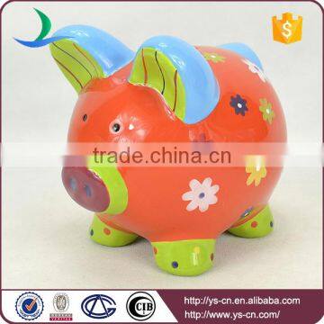 2015 Popular unique Ceramic Red Piggy Coin Bank for baby