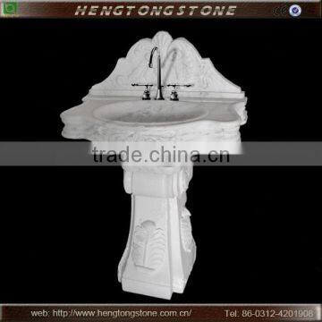 White Marble Stone Bathroom Pedestal Sink