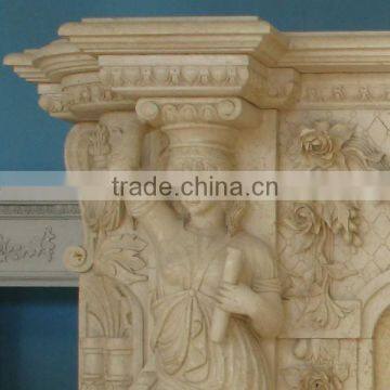 French Style Marble Fireplace Mantel With Lady Statue photo-3