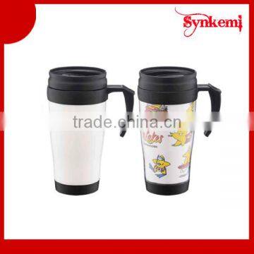 14oz Custom plastic travel mug with handle