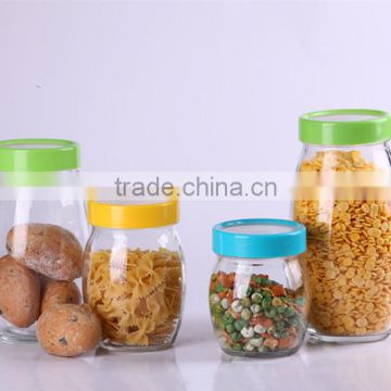 FDA passed glass storage jar with plastic cover