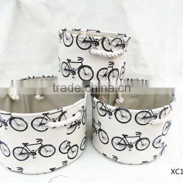 Set of 3 Fashion Cloth Storage Basket With Rope Handle photo-2