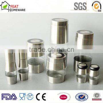 Stainless Steel Sealed Glass Seasoning Salt Pepper Canister Storage Jar