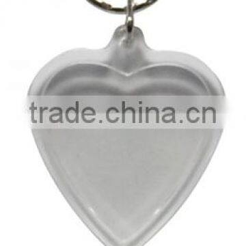 Hot selling heart shape clear plastic photo frame keychain