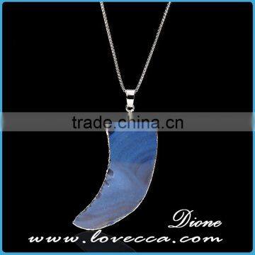 Ivory Shape Genuine Natural Agate Necklace Crystal Stone Pendant Necklace photo-3