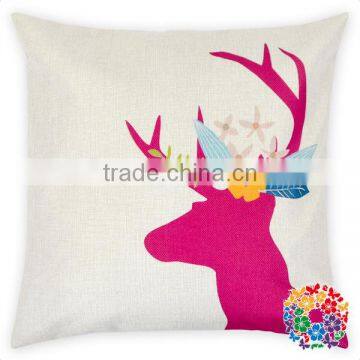 Christmas Santa And Deer Head Print 100% Cotton Pillow Covers Sofa Decorative Christmas Pillow Covers photo-5