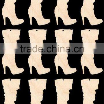 Hot sell Designer Boot shapes 4 inches tall With HOLE Natural Craft Wood Cutout made in China