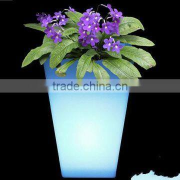 LED large garden flower pots blue /led plastic small cube led flower pot indoor flower pot