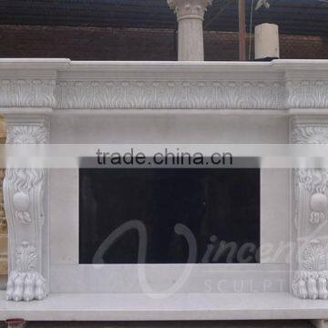 High Quality Home Decoration Marble Fireplace With Lion Head photo-4