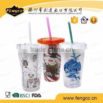 Factory supply kids reusable 3D cute straw cup