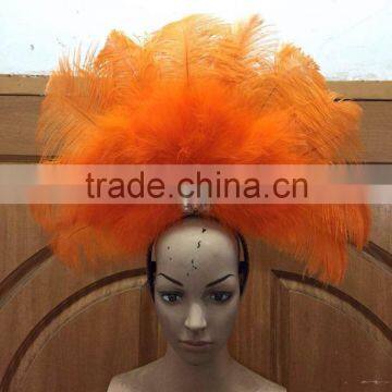 Ostrich feather headpiece with rhinestones for carnival party