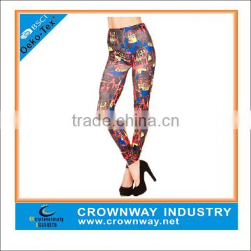 newsprint sublimation printing leggings for women