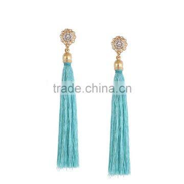 Bohemian Jewelry Zircon Gems With Long Colorful Tassel Charms Earrings for Women photo-3