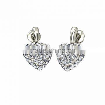 Latest Silver Plated CZ Solitaire Heart Earrings