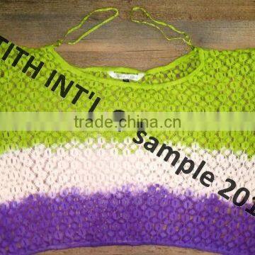 Summer 2014 Latest Design Womens White Lace Crochet Net Tunic With Contrast Beaded photo-2