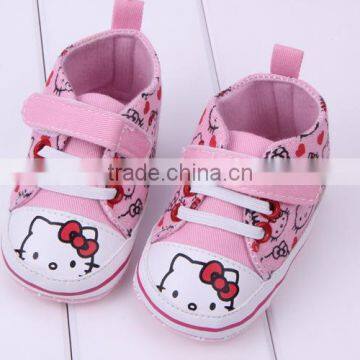 2014 brand new baby shoes hello kitty pink cavans shoes newborn prewalker baby shoes