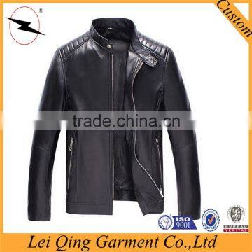 Latest fashion design black leather men winter coat fur clothing men coat