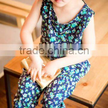 Lovely Sleeveless Dress Set Chifon Blouse Set for Baby Girl Printed Flower Jumpsuit photo-5