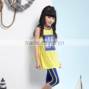 2016 Wholesale Leisure Boutique Customized Stripe Children Clothing Sets for Summer photo-3