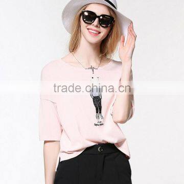 2016 new fashion half sleeve casual women t-shirt wholesale