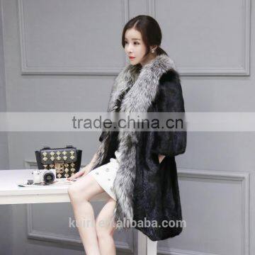 2016 Winter Newese Design Whole Skin Natural Real Mink for Overcoat Lady With Real Fox Fur Collar photo-5