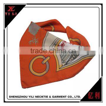 Orange printed good quality polyester square scarf