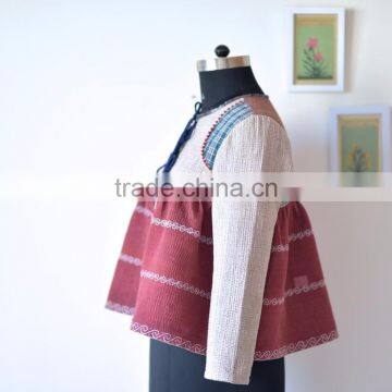 Vintage Kantha Kediyu Style Jacket in Beautiful Vintage Colors ~ Large photo-2