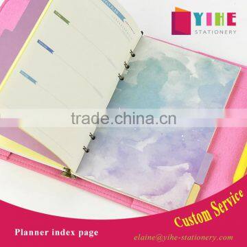 A5 CMYK printing index page custom planner spacer page 6 holes card inner page