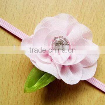 New Born Baby Girl Headband, Small Chiffon Flower Baby Headband photo-4