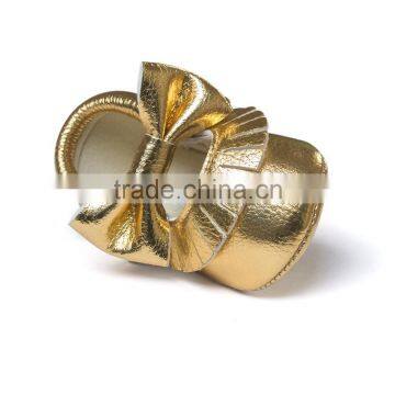 Golden Baby PU Moccasins, Bow Design Little Girl Moccasins photo-3