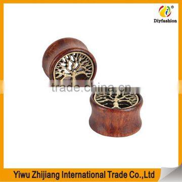 Oasis Plus Tree Of Life Oranic Wood Tunnels Double Flared Ear Stretcher Saddle Plugs Gauge photo-3