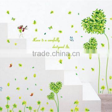 Butterfly Green Heart Grass Wall Sticker Removable PVC Home Decor Room Decal