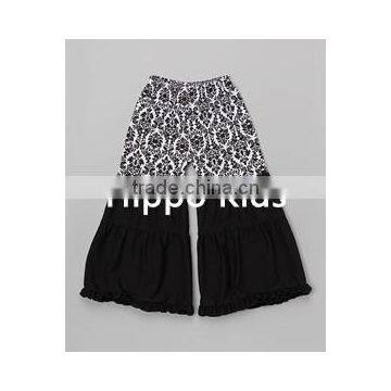 New fashion black damask ruffle pants wholesale children clothing usa girls polazzo pants