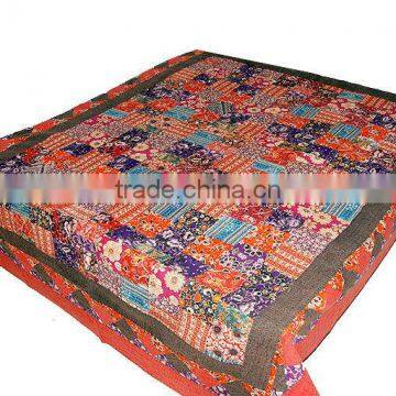 kantha rallis / hand stiched bedcovers flower print hand quilted kantha bedspeads