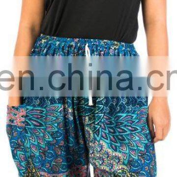 Colourful Peacock - Aladdin Drawstring Trousers Hippie Festival Boho Trouser Pants photo-2