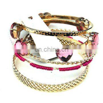 5ps/set Fashion Sweet Style Heart Gem Women's Wave Metal Bangle