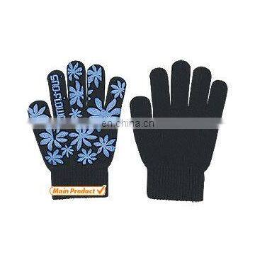 Acrylic Printed Knitted Magic Glove,pink Cotton Gloves,stretch Cotton Gloves,colored Cotton Gloves,black Cotton Knitted Gloves photo-5