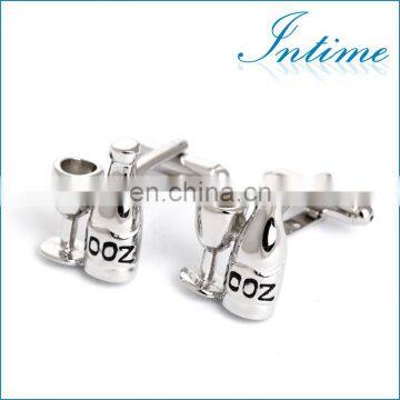 Wine Bottle and Cup Cuff link Silver Cheap Shirt Cufflinks Men