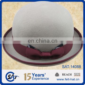 woolen bowlert hat women hat with red bowknot