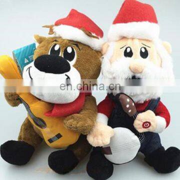 plush santa and reindeer singing toy