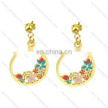 Beautiful elegant design hoop earring with different colored flowers for girls